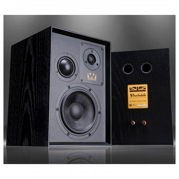 Wharfedale Super Denton Bookshelf Speaker, Black Oak Lifestyle View