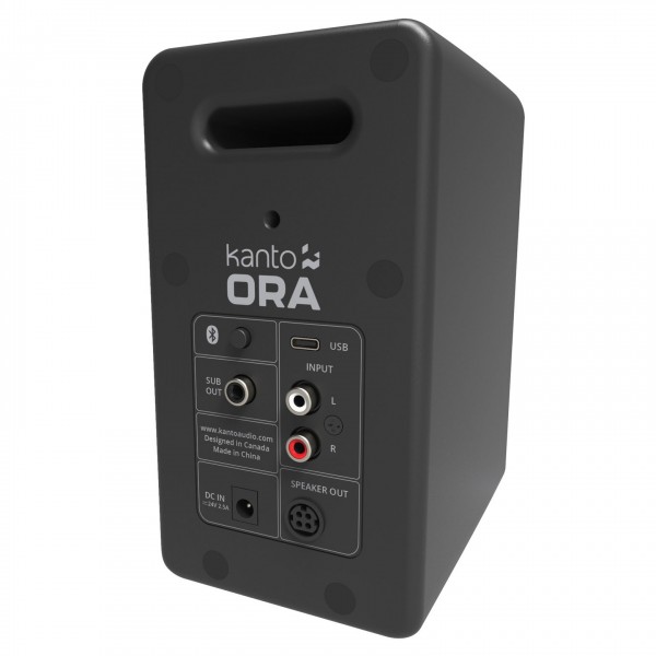 Kanto Ora Powered Reference Desktop Speakers with Bluetooth, Black - Rear Single Angled