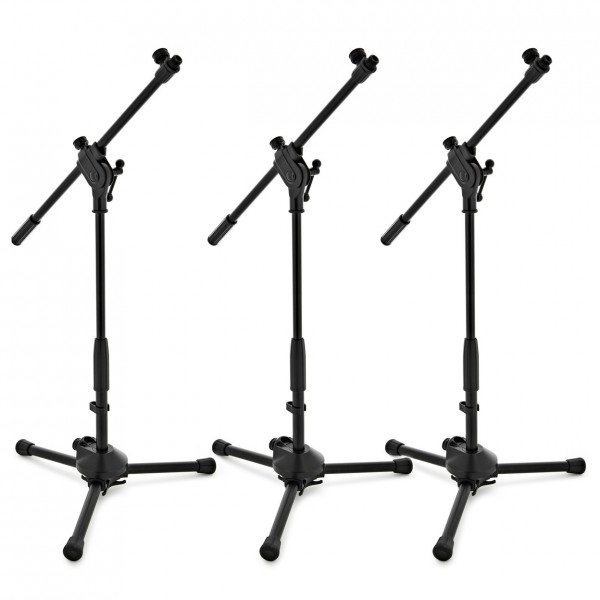 G4M Short Telescopic Boom Microphone Stand, 3 Pack