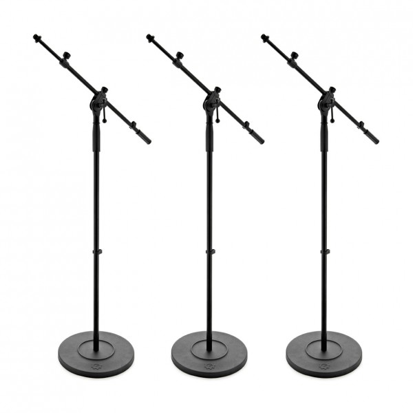 G4M Telescopic Boom Cast Base Microphone Stand, 3 Pack