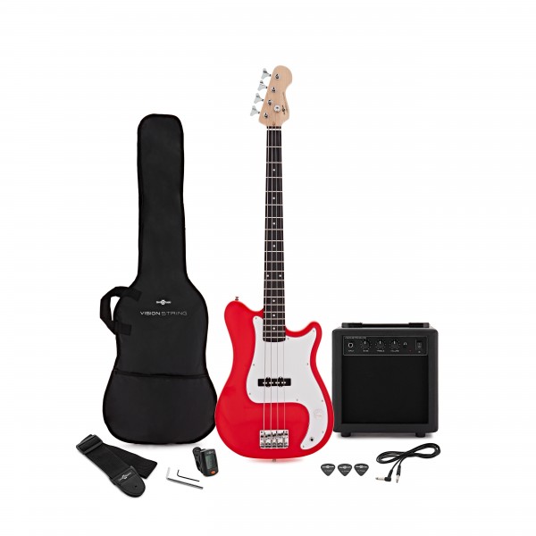 VISIONSTRING Bass Guitar Pack, Red