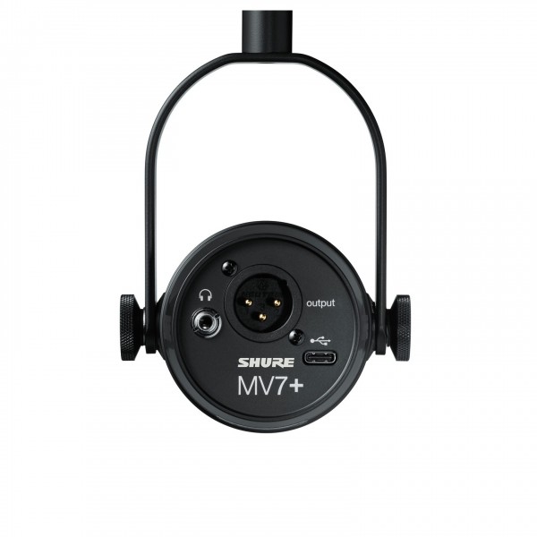 Shure MV7+ USB/XLR Podcast Microphone, Black - Back