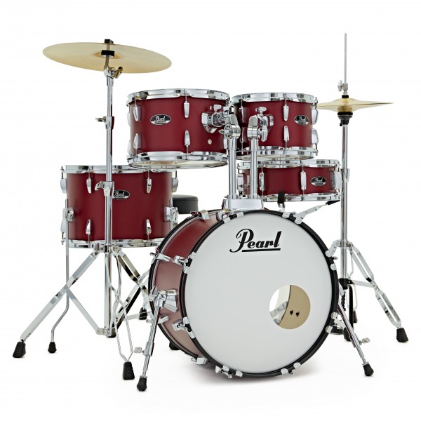 Pearl Roadshow 5pc Compact Drum Kit w/Sabian Cymbals, Matte Red