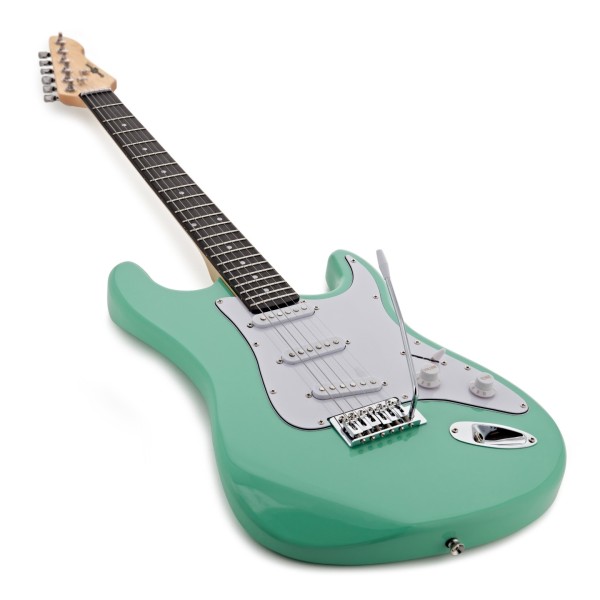 LA Electric Guitar Seafoam Green, 15W Guitar Amp & Ultimate Accessory Pack