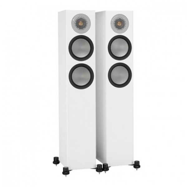 Monitor Audio Silver 200 Floorstanding Speakers (Pair), Satin White Front View