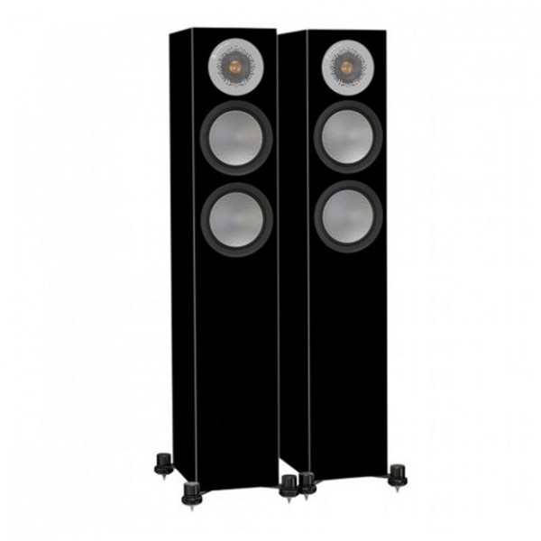 Monitor Audio Silver 200 Floorstanding Speakers (Pair), Gloss Black Front View