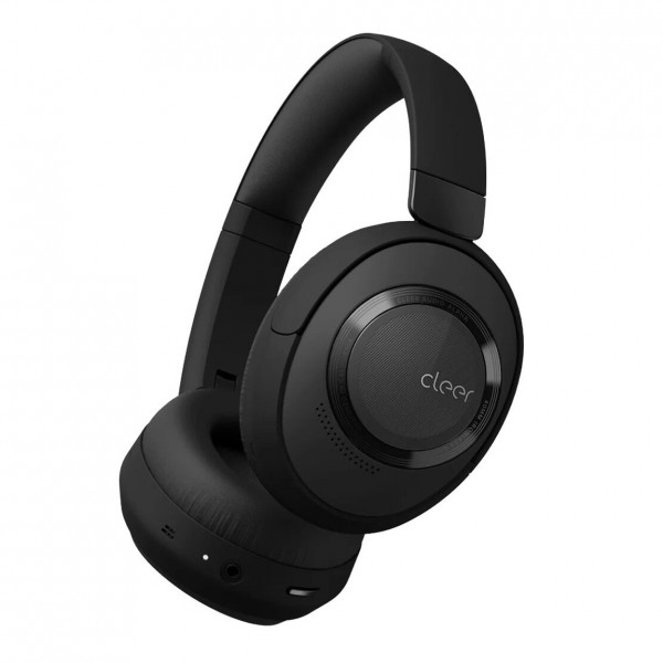 Cleer Alpha Noise Cancelling Bluetooth Over Ear Headphones, Black - Angled