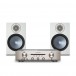 Marantz PM6007 Amp, Silver & Bronze 100 Speakers, White Hi-Fi Package