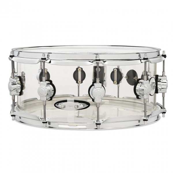 DW Design Series 14" x 6" Seamless Acrylic Snare Drum, Clear - Strainer
