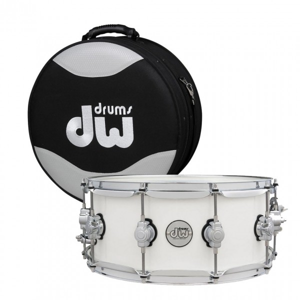 DW Design Series 14" x 6" Snare Drum, White Gloss & Case
