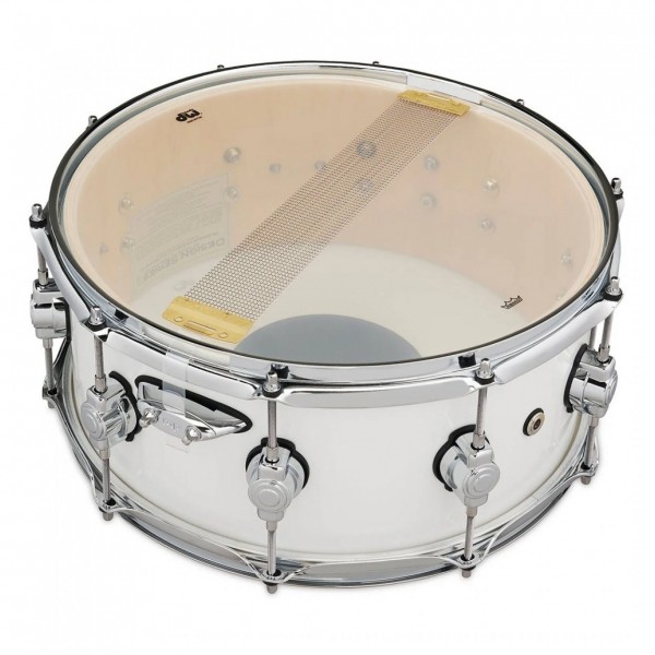 DW Design Series 14" x 6" Snare Drum, White Gloss - Snare Side