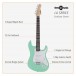 LA Electric Guitar by Gear4music, Seafoam Green