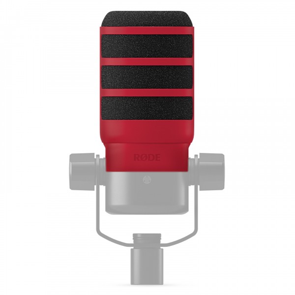 Rode WS14 Pop Shield, Red - Mounted (Mic and mount not included)