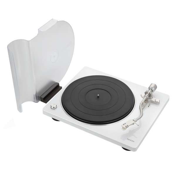 Denon DP-400 Hi-Fi Turntable, White - Cover removed