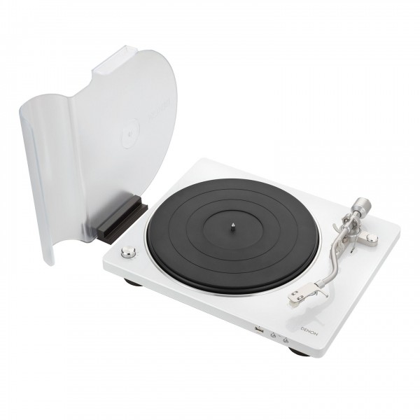 Denon DP-450 Hi-Fi Turntable w/ USB, White - Cover removed