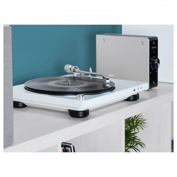 Denon DP-450 Hi-Fi Turntable w/ USB, White - Lifestyle
