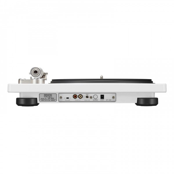 Denon DP-400 Hi-Fi Turntable, White - Rear