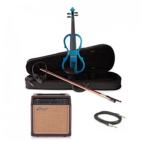Stagg Shaped Electric Violin Package, Metallic Blue