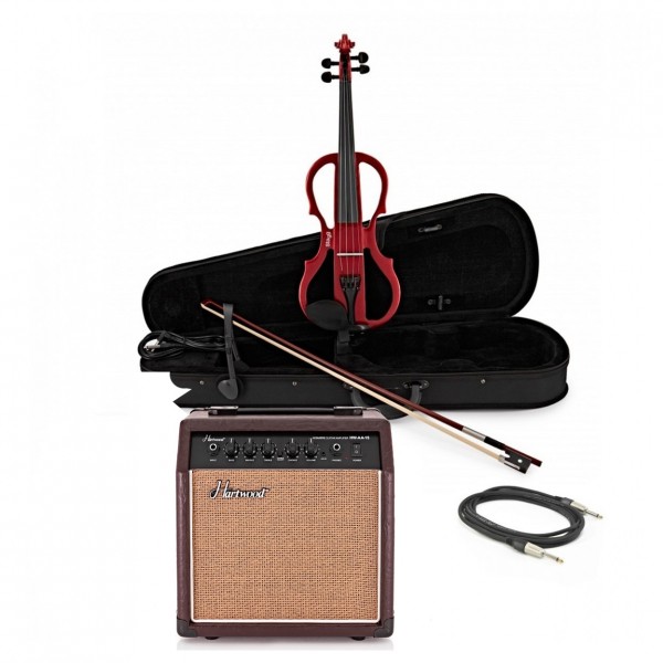 Stagg Shaped Electric Violin Package, Metallic Red