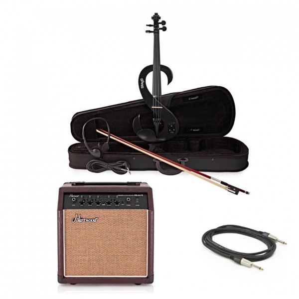 Stagg S-Shaped Electric Violin Package, Metallic Black