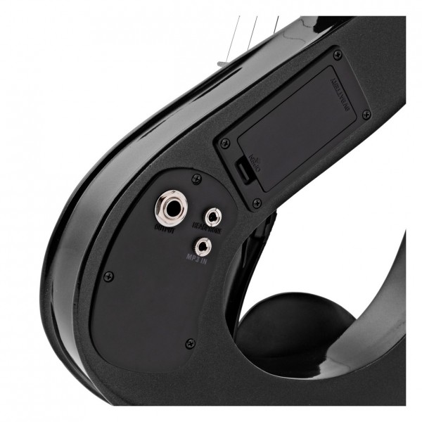 Stagg S-Shaped Electric Violin Outfit, Metallic Black - outputs