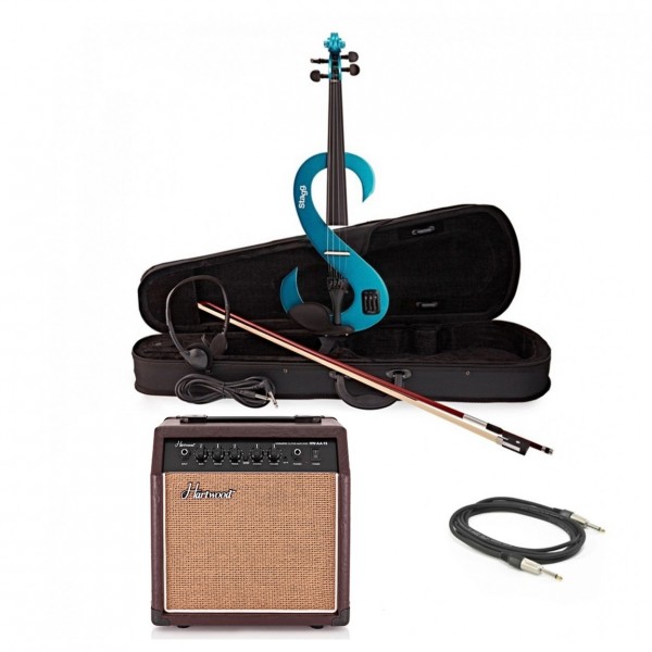 Stagg S-Shaped Electric Violin Package, Metallic Blue