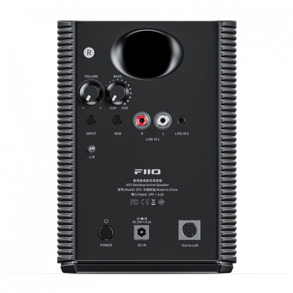 FiiO SP3 Active Desktop Speakers, Black - Reverse