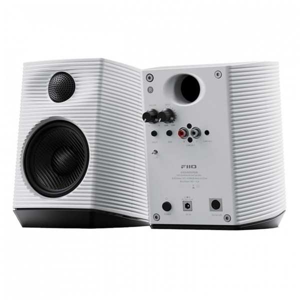 FiiO SP3 Active Desktop Speakers, White - Front and Back