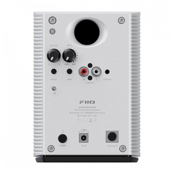 FiiO SP3 Active Desktop Speakers, White - Reverse
