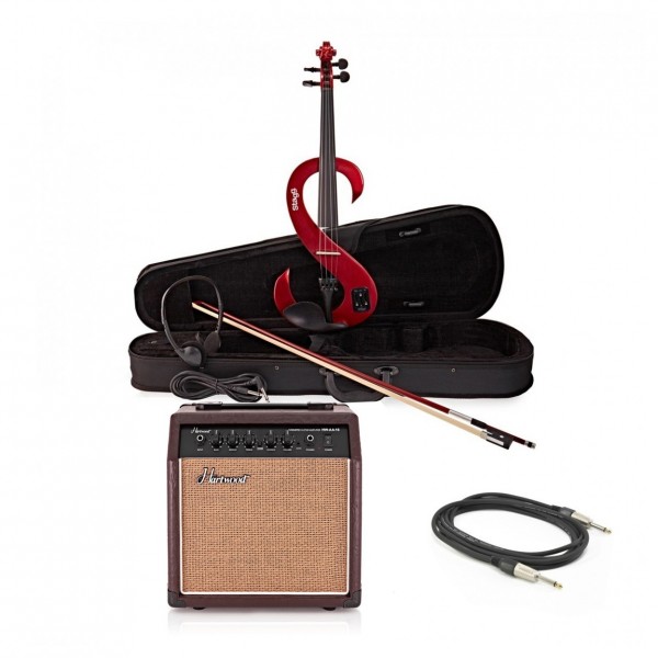 Stagg S-Shaped Electric Violin Package, Metallic Red