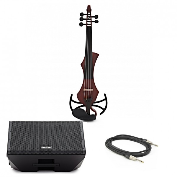 GEWA Novita 3.0 5 String Electric Violin With Adapter Pack, Red Brown