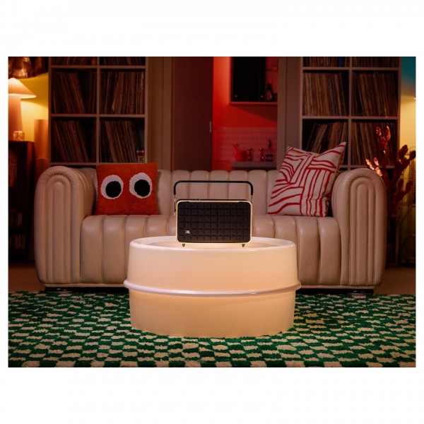 JBL Authentics 300 Portable Smart Speaker, Black - Lifestyle dark room