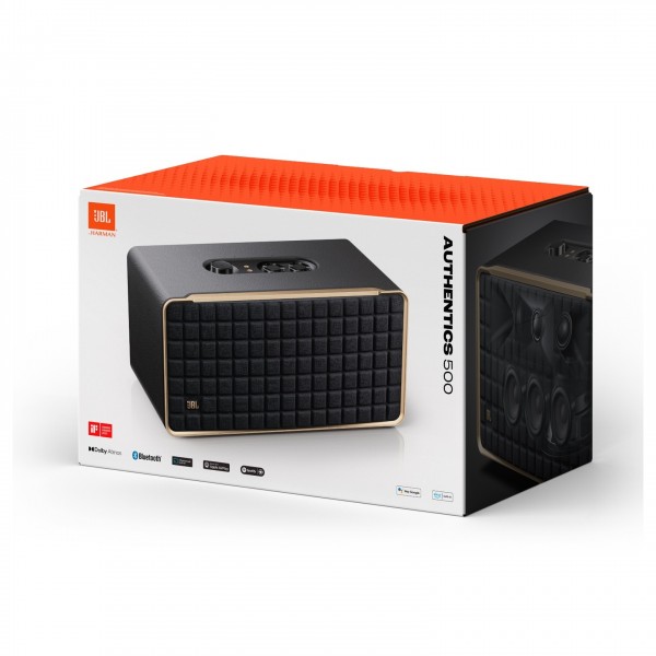 JBL Authentics 500 Hi-Fi Smart Speaker w/ Wi-Fi, Black - Packaging