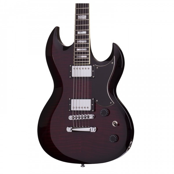 Schecter S-II Custom, See Thru Cherry Burst front close up