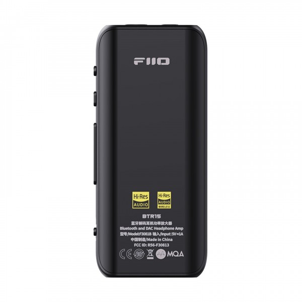 FiiO BTR15 Bluetooth Headphone Amp, Black Back View