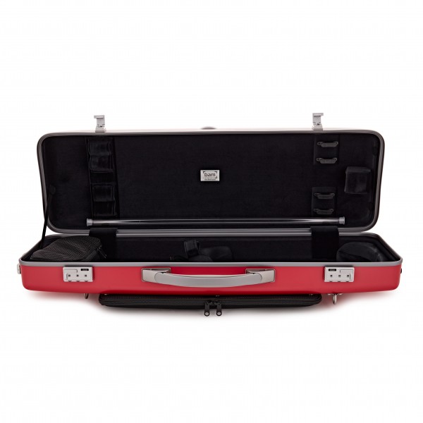 BAM Graffiti Hightech Oblong Violin Case, Raspberry Red & Silver