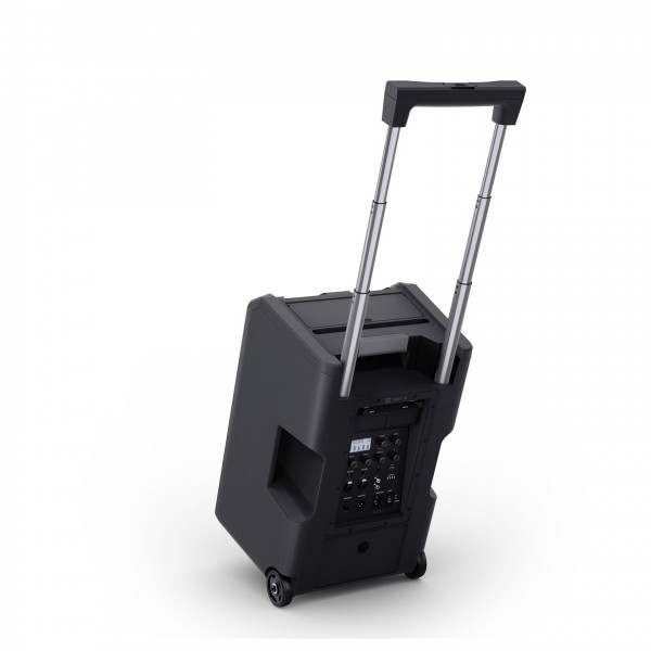 LD Systems ANNY 10" Battery-Powered Bluetooth PA System With Mixer - Rear, Handle Extended