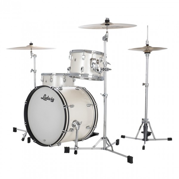 Ludwig Neusonic 20'' Downbeat 3pc Shell Pack, Silver Silk - Angle
