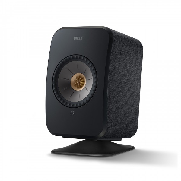 KEF P1 Desk Pad Stands (Pair), Black - in situ