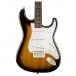 Squier Bullet Stratocaster w/ Trem, Brown Sunburst front view close up