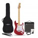 LA Select Elektrická gitara červená, 15W gitarový zosilňovač a príslušenstvo