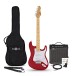 Guitare Électrique LA Select par Gear4music, Rouge, Ampli Guitare de 15 W & Pack d'Accessoires