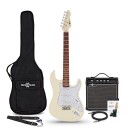 LA Select Legacy Electric Guitar Vintage White, 15W Guitar Amp & Accessory Pack