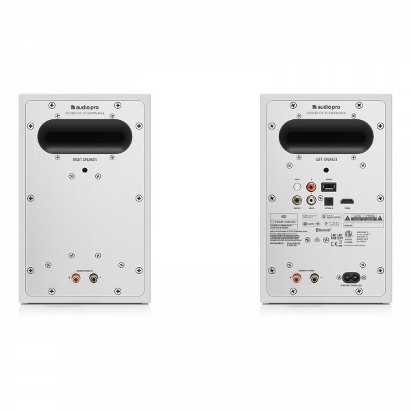 Audio Pro A28 Active Wireless Bookshelf Speakers, White - rear