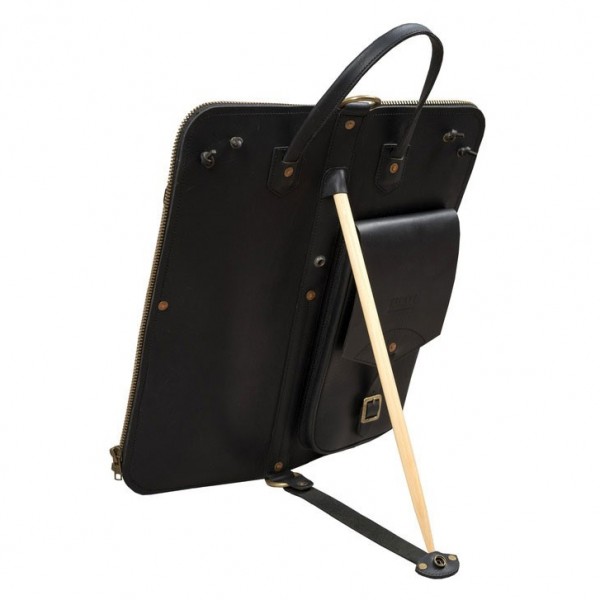 Tackle Leather Stick Case w/ Patented Stand, Black - Back