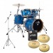 Tamburo T5 Series 20'' 5pc Drum Kit w/ Stand &Paiste Cymbal Pack, Blue Sparkle