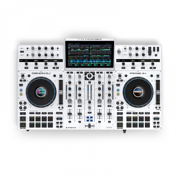 Denon DJ Prime 4 + DJ Controller, White - Angled