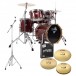 Tamburo T5 Series 20'' 5pc Drum Kit w/ Stand &Paiste Cymbal Pack, Red Sparkle