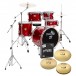Tamburo T5 Serie 20'' 5er Drumkit mit Ständer &Paiste Beckenpaket, hell Red Sparkle