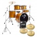 Tamburo T5 Serie 20'' 5er Drum Kit mit Ständer &Paiste Becken Pack, Yellow Sparkle